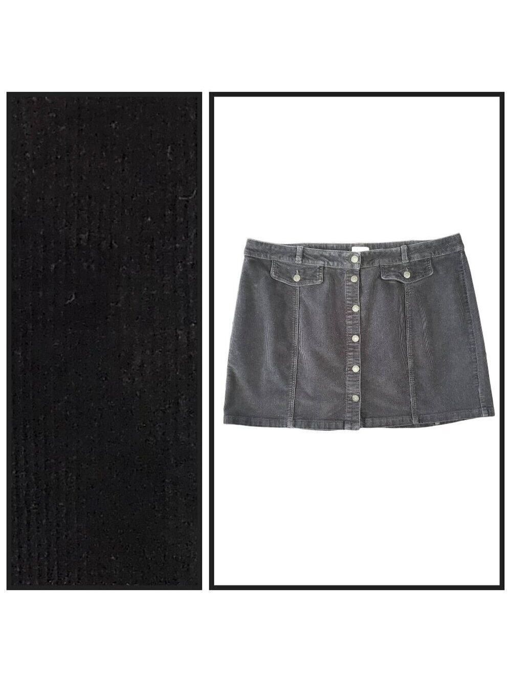 SO Black Corduroy Button Front Mini Skirt Size 22W